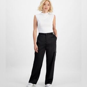 DKNY Jeans Petite High-Rise Satin Cargo Pants